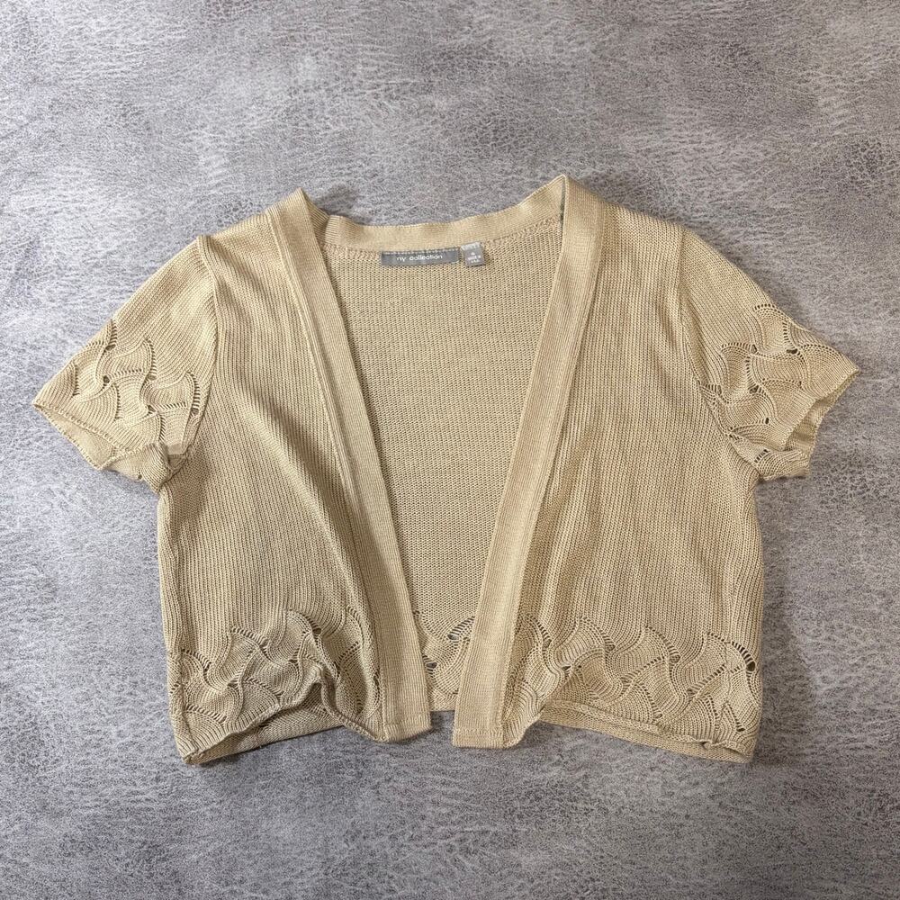 Beige Knit Open Front Shrug Cardigan